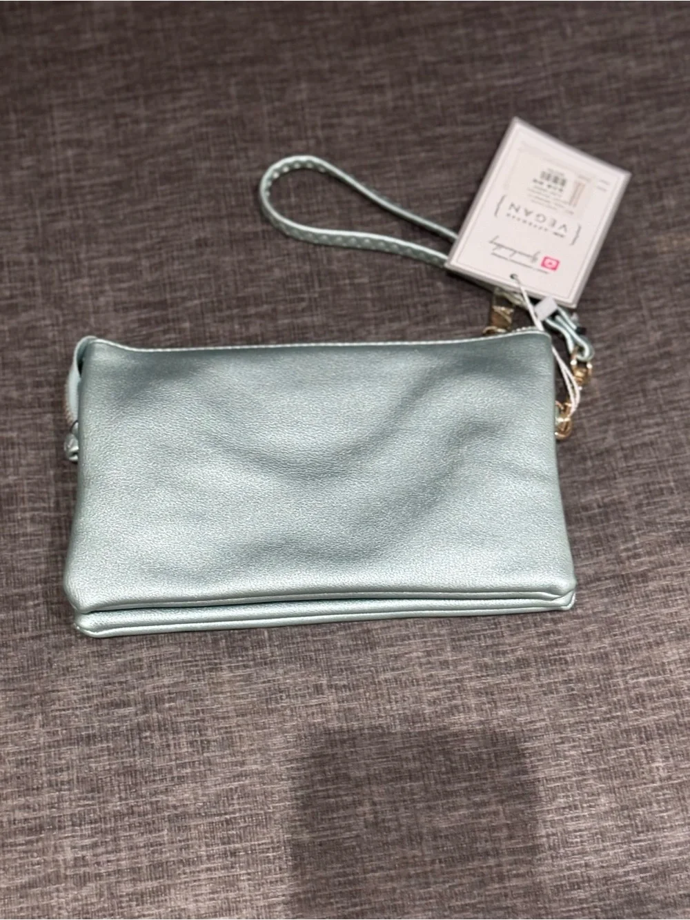 NWT Women's Metallic Light Blue Wristlet Clutch - Brand: